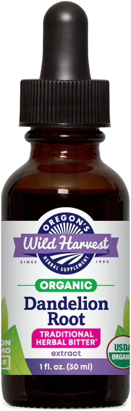 Oregon's Wild Harvest Organic Dandelion Root extract, 1 fl oz dropper bottle